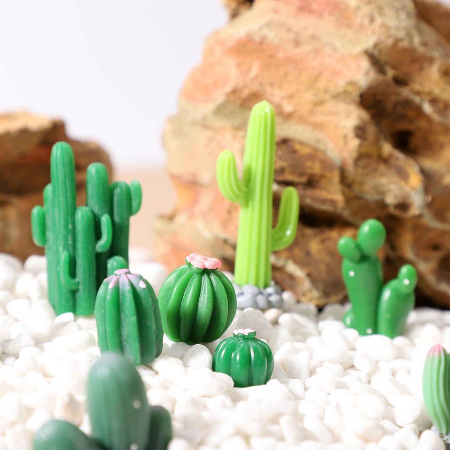 36 Pcs Mini Resin Cactus Set – 12 Styles Cute Miniature Artificial Succulent Figurines for Small Potted Plants, Garden, Bonsai, Terrarium & DIY Micro Landscape Decor