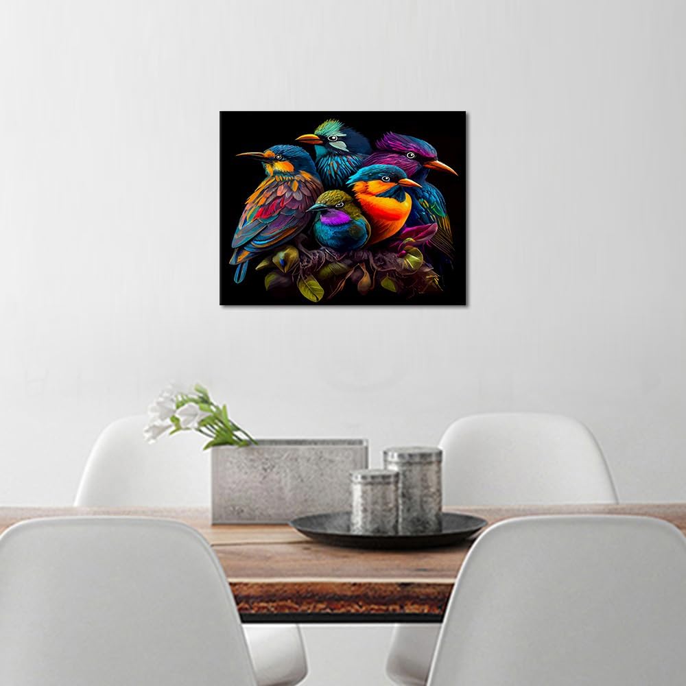DIY Bird Paint by Numbers Kits Bird Family Paint by Numbers Wall Art Birds on Tree Branches Paintwork Print on Canvas Easy Painting Art for Beginners Adults Gifts for Living Room Wall Art
