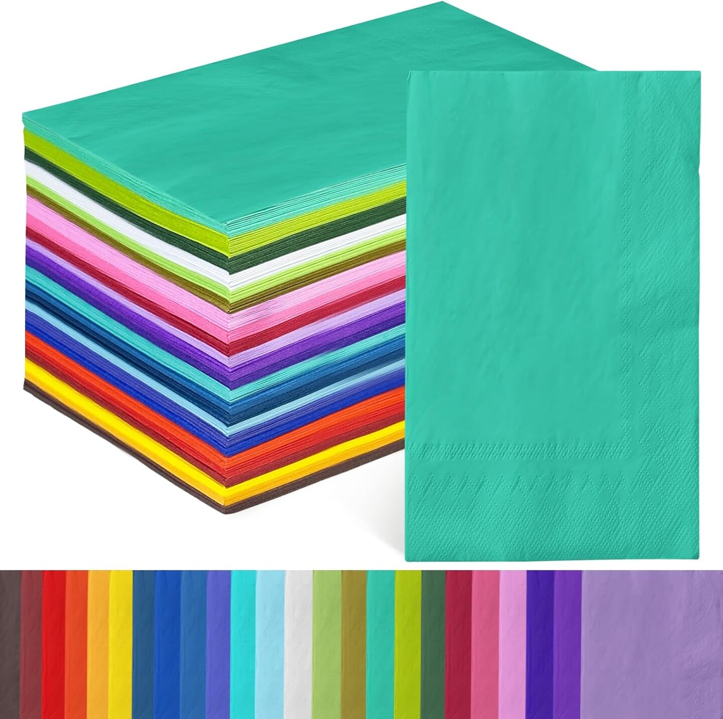 120-Pack Disposable Paper Napkins, 24 Colors, 13×16 in, Soft & Absorbent