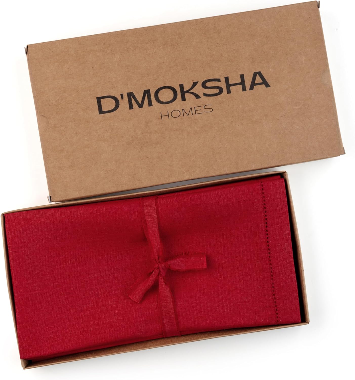 Linen Dinner Napkins 20 x 20 Inch - 100% Pure Linen Red Napkins Set of 4 - Classic Hemstitch - Washable Red Cloth Napkins for Easter