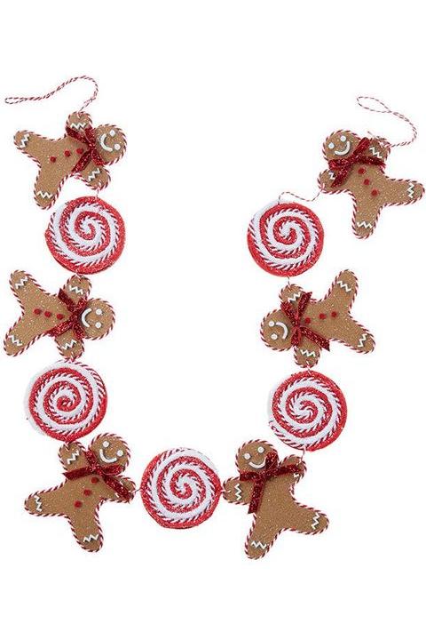 4&#x27; Gingerbread Men &#x26; Lollipop Garland