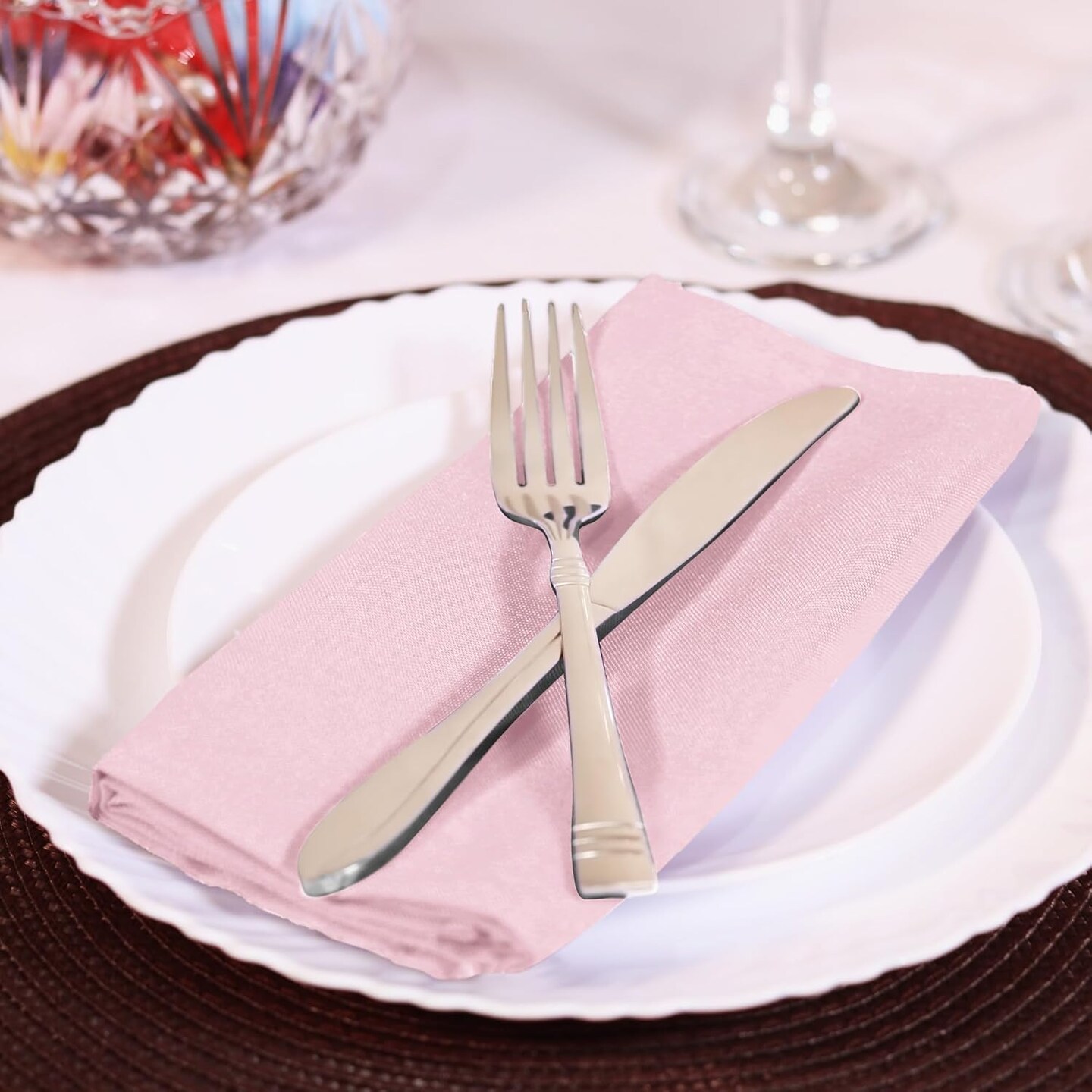 Pink Cloth Napkins (12 Pack, 20x20 Inches), Ideal Dinner Napkins for Party, Wedding and Lunch/Dinner