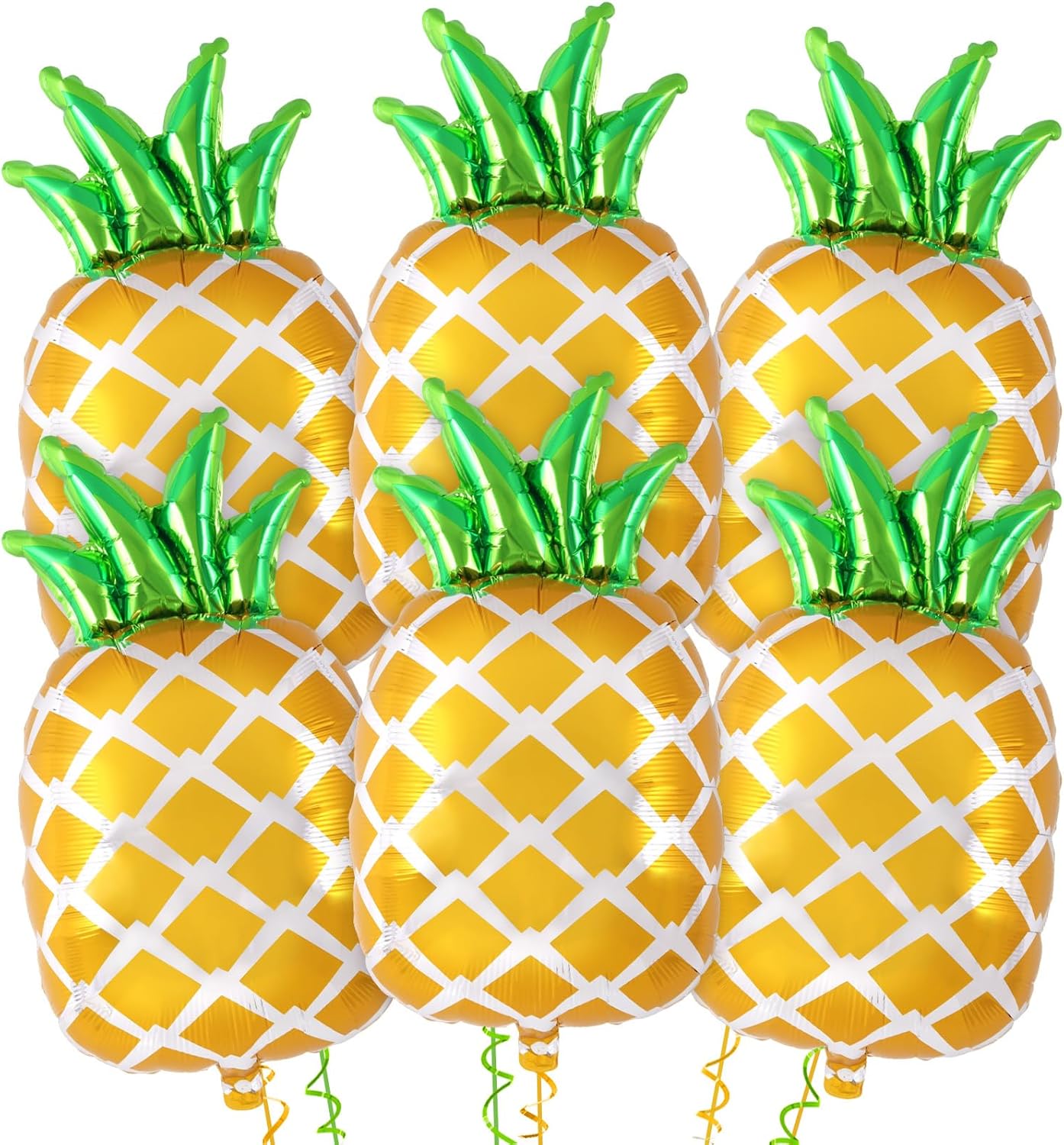Pineapple Balloons, 6 Pcs Cute Pineapple Foil Balloons, Large Fruit Mylar Balloons