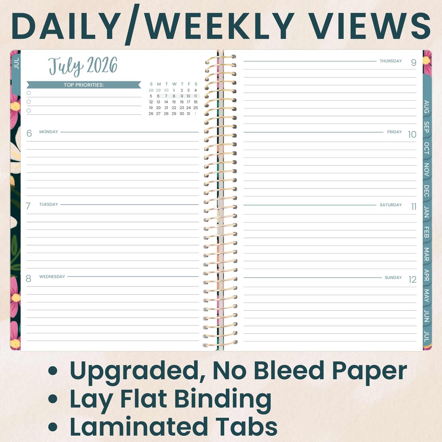 bloom daily planners 2026-2027 Academic Planner, 13 Month Soft Cover Monthly & Weekly, 5.5" x 8.25", Stickers Included, Blooming Wildly