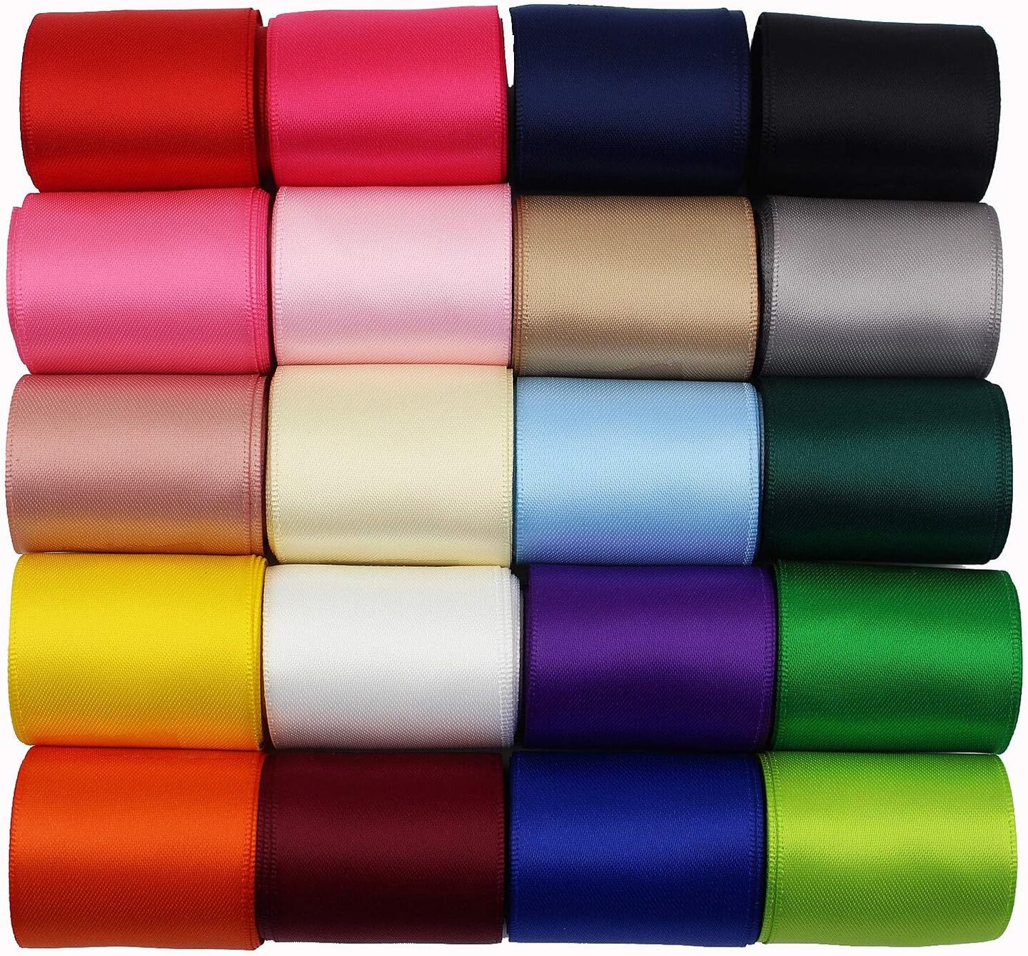 1-1/2 Inch Wide Solid Color Double Sided Polyester Satin Ribbon 20 Colors X 2 Yard Each Total 40 Yds Per Package