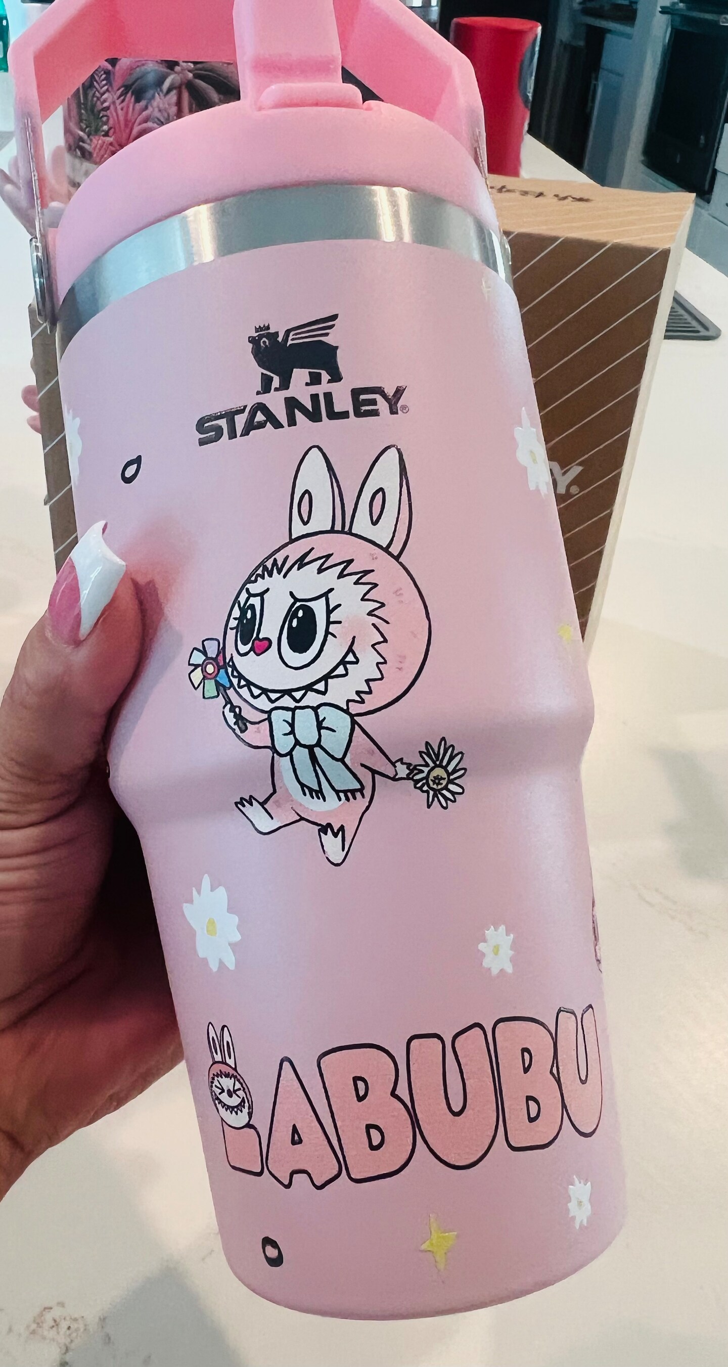 Labubu Stanley 20oz Flip Straw Tumbler Insulated Cup - Pink