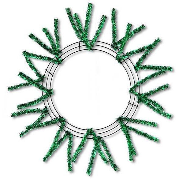 15-24&#x22; Tinsel Work Wreath Form: Emerald Green