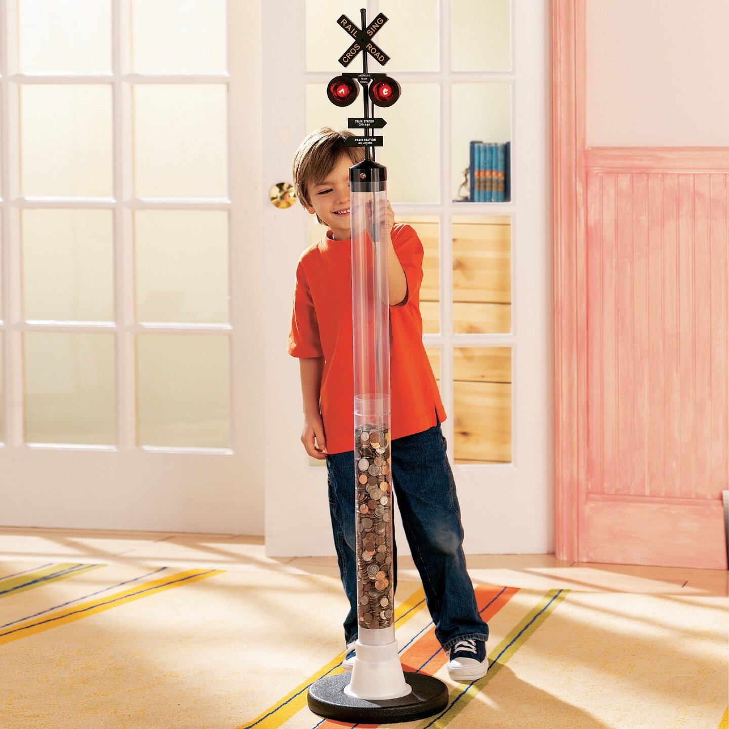 Collections Etc Light Up Kids Railroad Standing Bank
