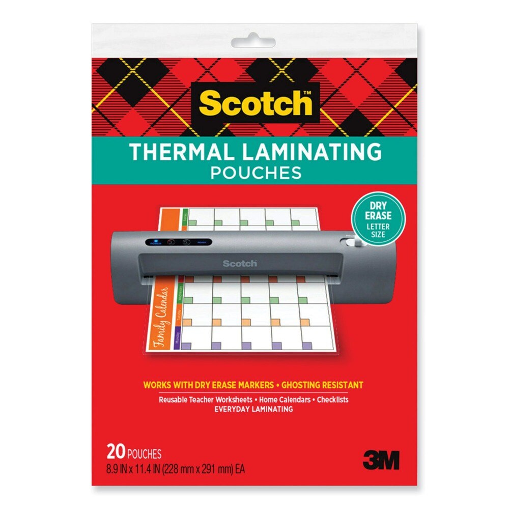 Scotch 8.9 in. x 11.4 in. 3 mil. Laminating Pouches - Clear (20/Pack)