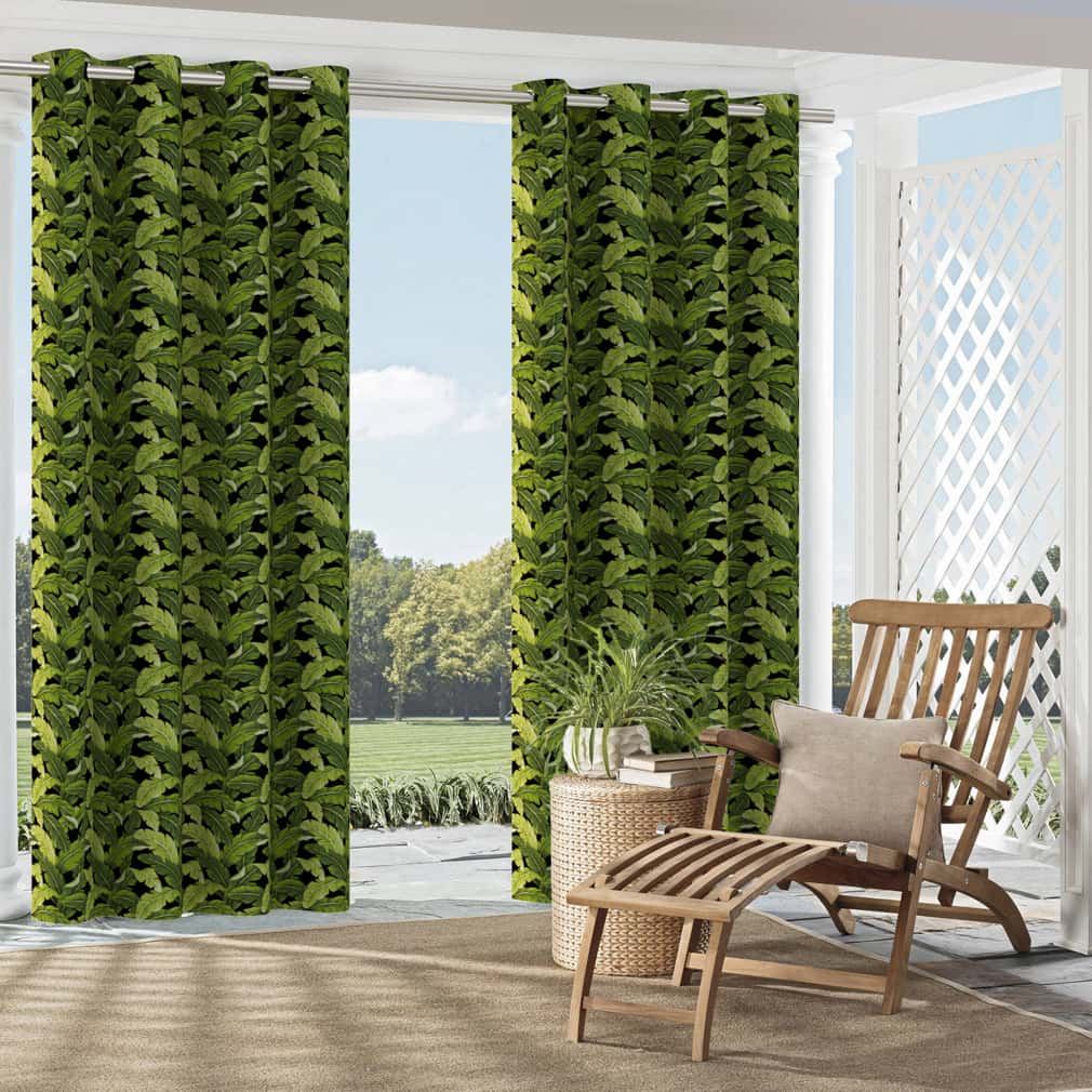 Rainforest - Black,Green Leaves,Tropical & Botanical Upholstery Fabric 54 Inches"