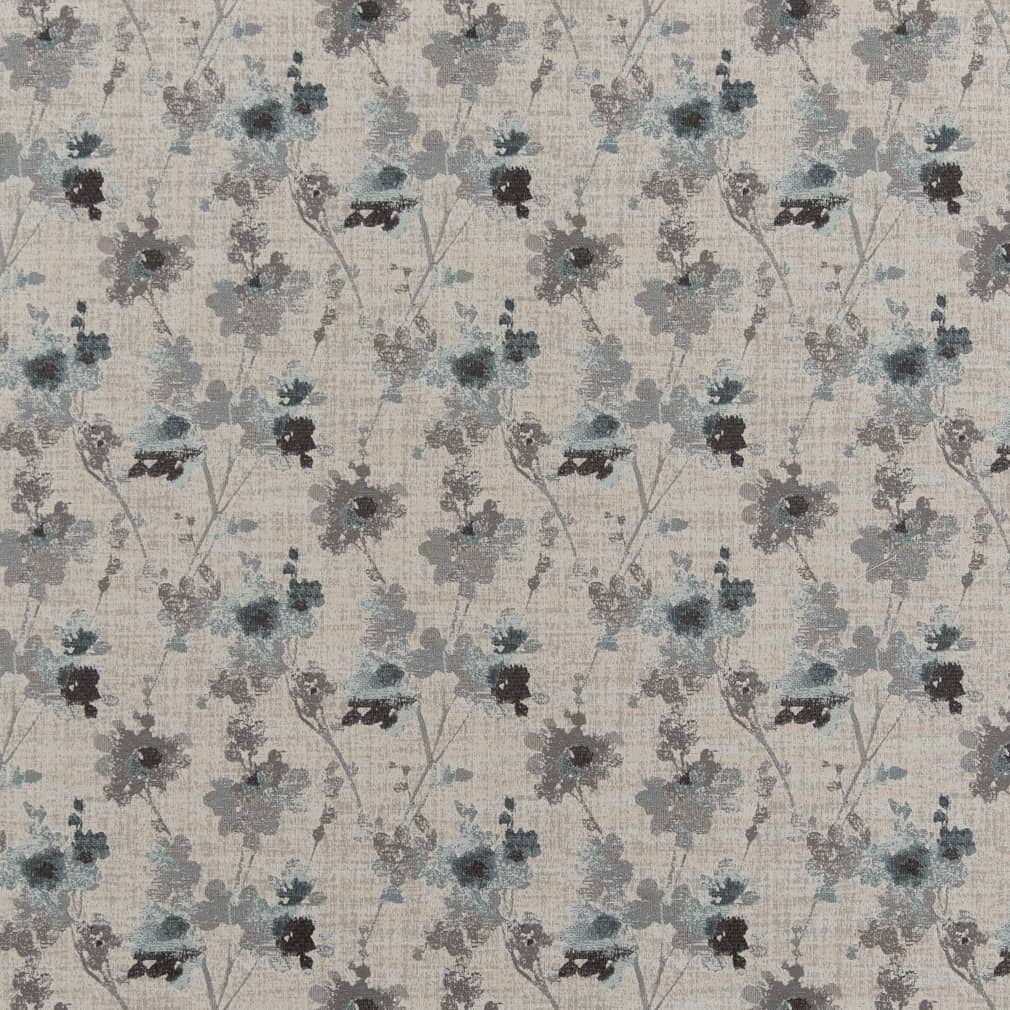 Slate - Blue,Grey & Silver Floral Upholstery Fabric 54 Inches"