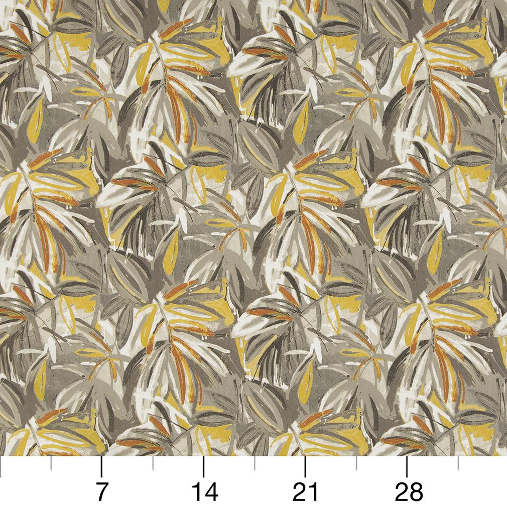 Captiva - Gold & Yellow,Grey & Silver Leaves,Tropical & Botanical Upholstery Fabric 54 Inches"