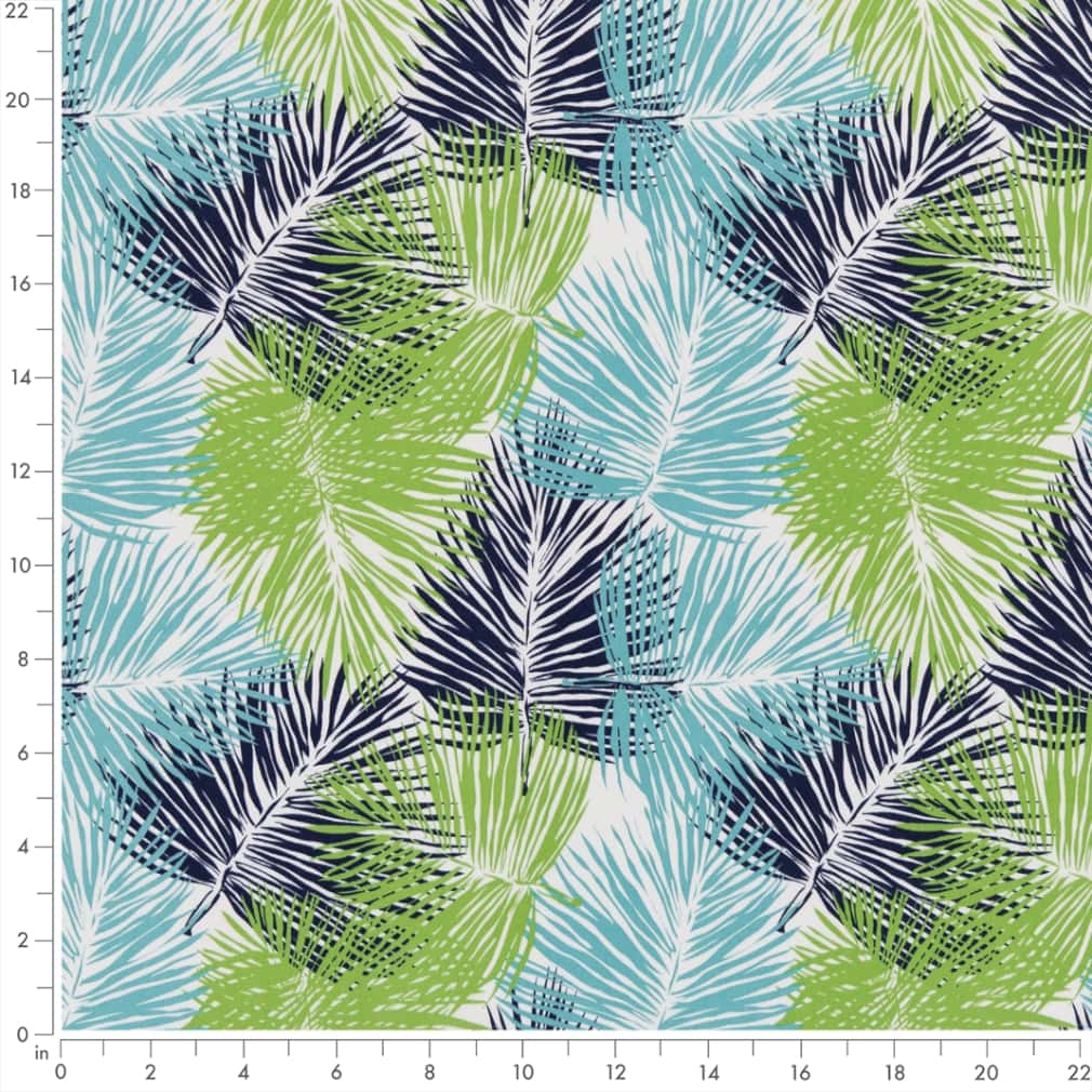 Tide - Blue,Green Leaves,Tropical & Botanical Upholstery Fabric 54 Inches"