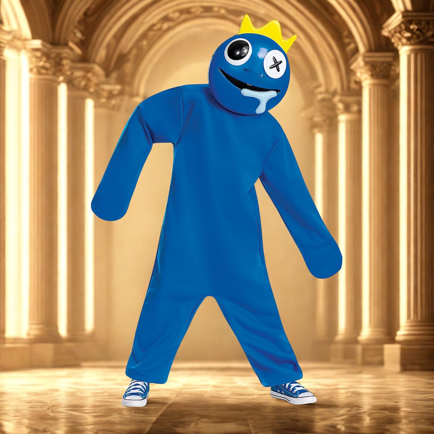 Kids Classic Rainbow Friends Blue Costume Jumpsuit Mittens and Mask Outfit