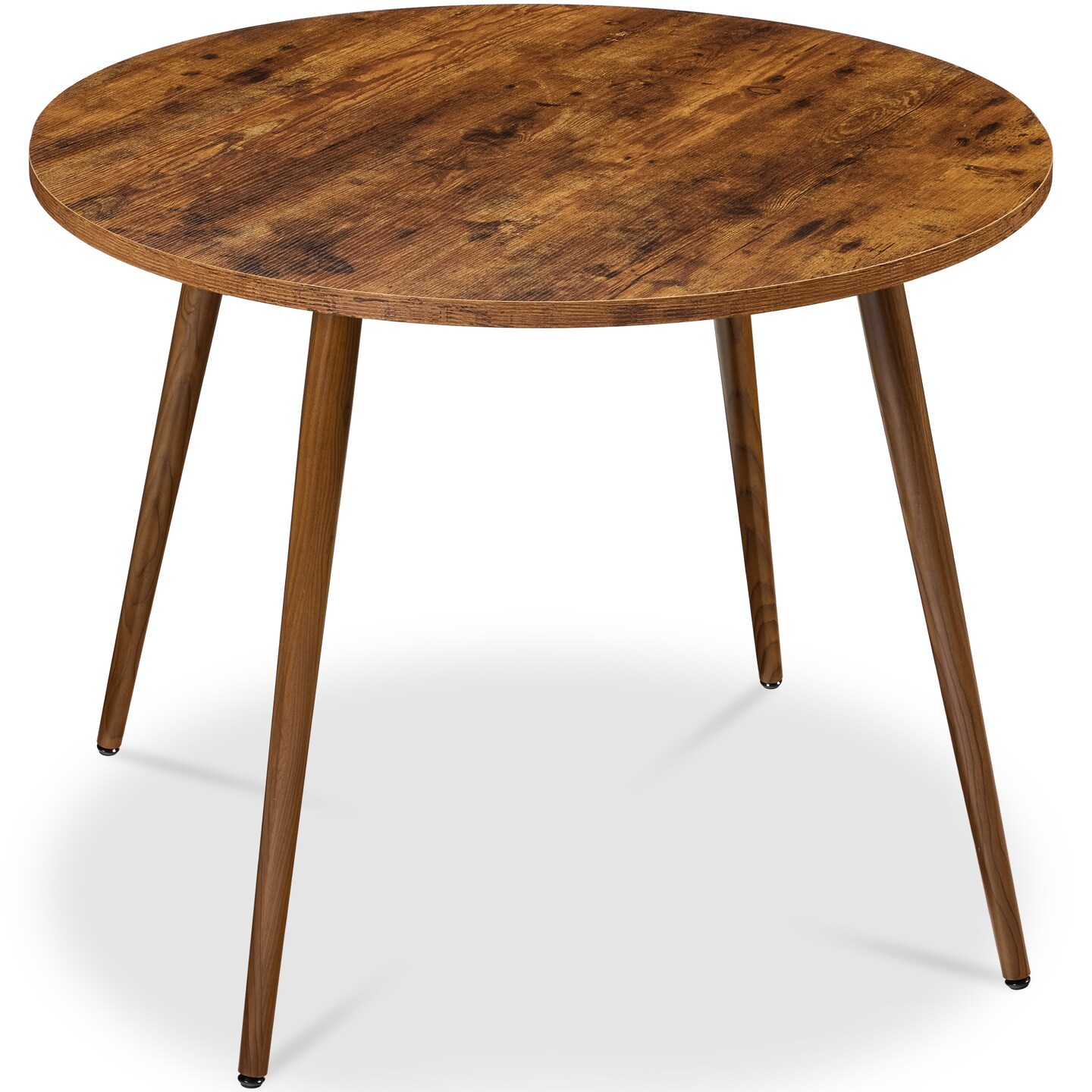 Best Choice Products Round Mid-Century Modern 35.5in Dining Table, Dinette for Home or Kitchen w/Wood Finish Steel Legs​