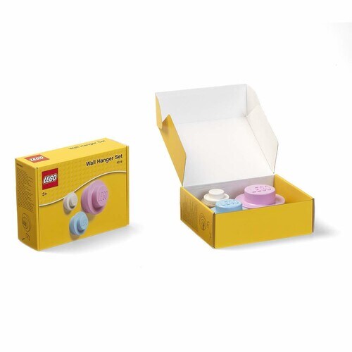 LEGO Wall Hangers 3 Piece Multipack, White, Light Blue &#x26; Pink  [COLLECTABLES] Multicolored , 3 Pack, Brick