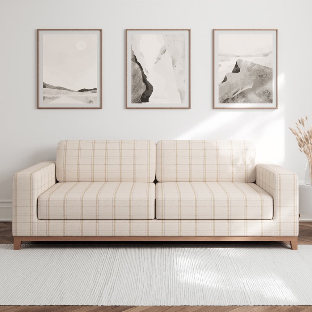 Upholstery Fabric - Beige &#x26; Taupe Plaid Upholstery Fabric 54 Inches&#x22;