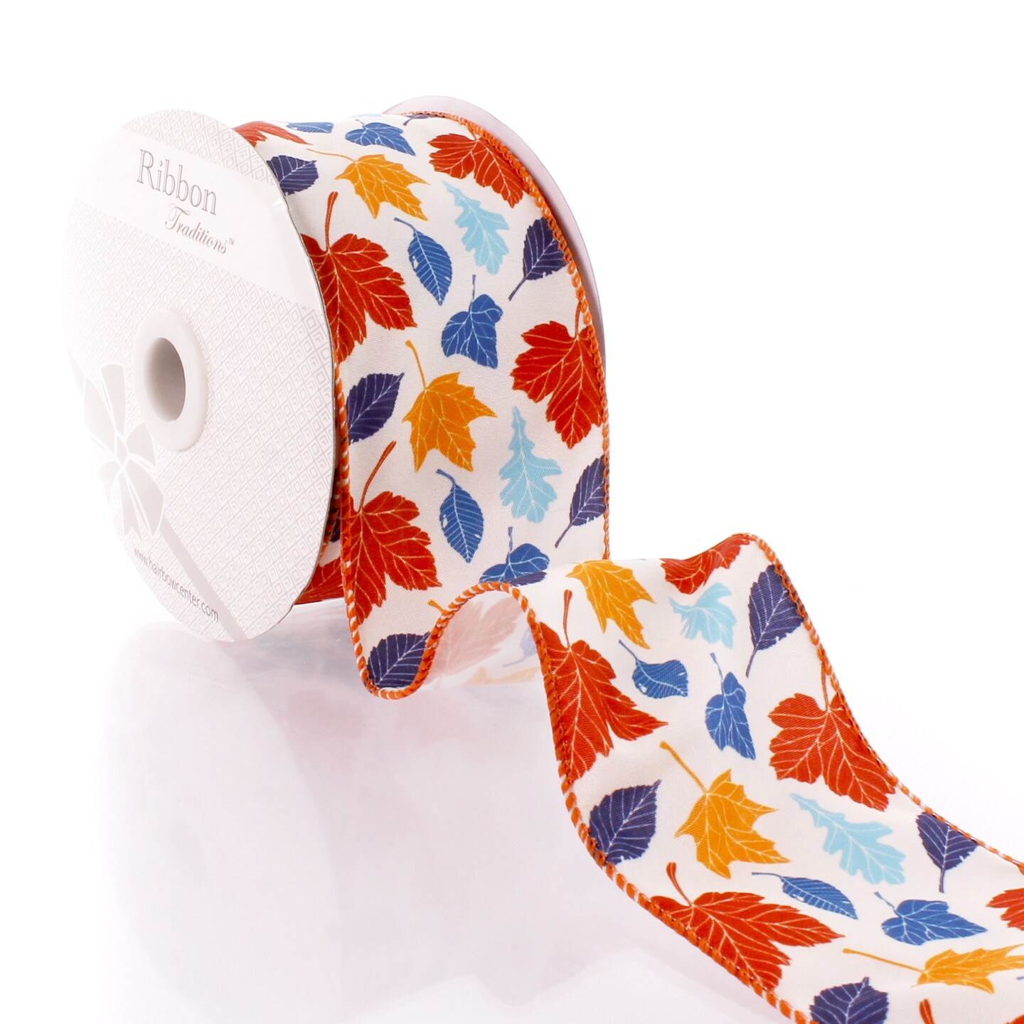2 1/2&#x22; Wired Ribbon Fall Vintage Leaves 10 Yards