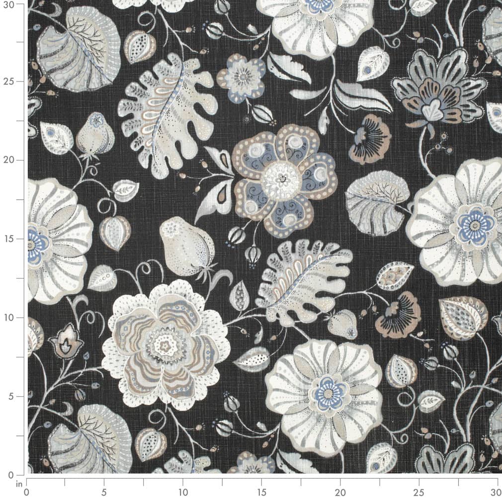 Upholstery Fabric - Black Floral Upholstery Fabric 54 Inches"