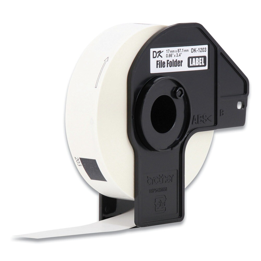 Brother 0.66 in. x 3.4 in. Die-Cut File Folder Labels - White (3-Rolls/Pack)