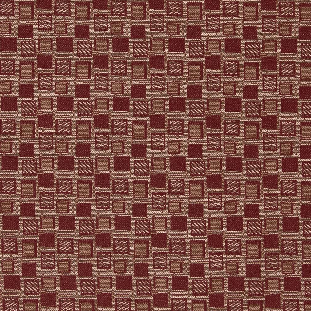 Squares/Spice - Red & Burgundy Abstract & Geometric,Small Scale Upholstery Fabric 54 Inches"