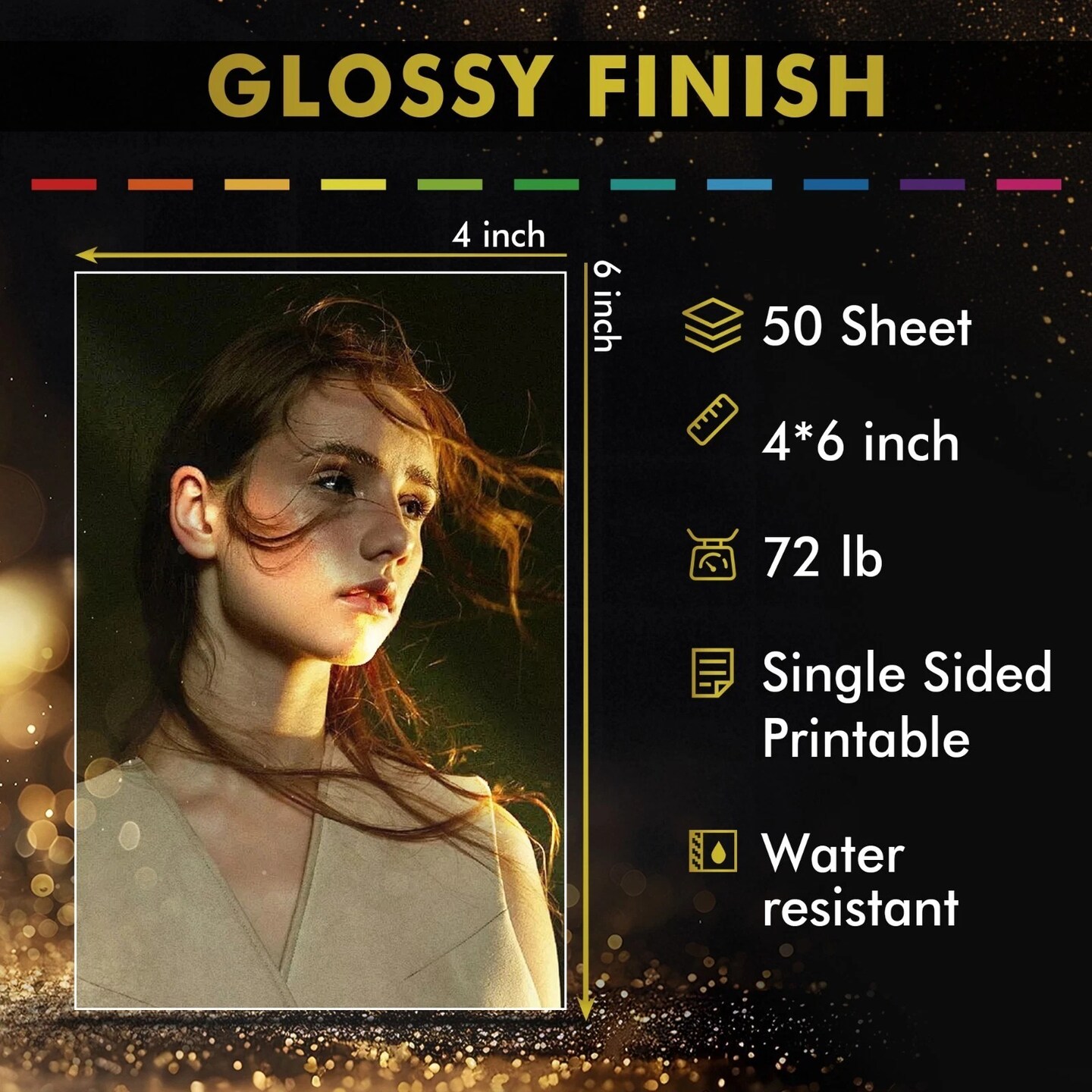 A-SUB Premium Glossy Photo Paper for Inkjet, 72 lb, Assorted Sizes