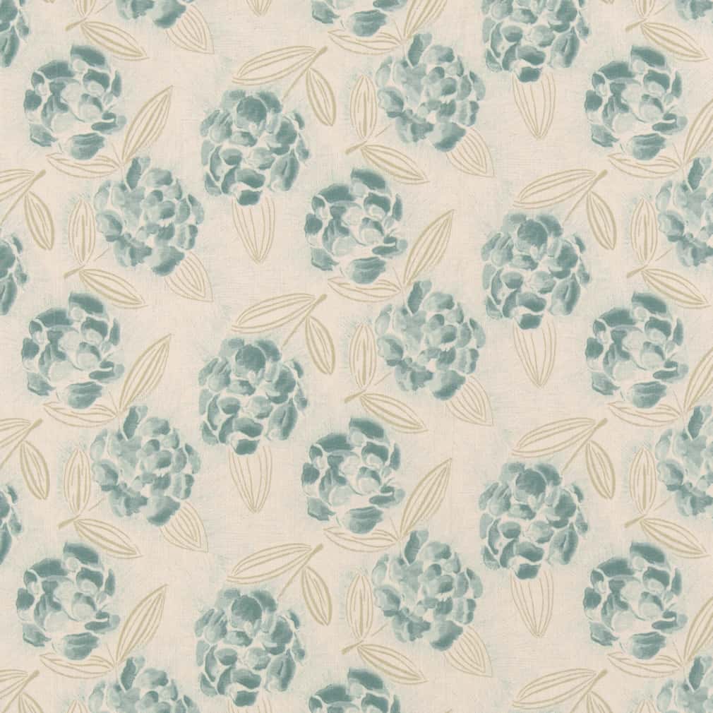 Seaglass - Aqua &#x26; Teal Floral Upholstery Fabric 54 Inches&#x22;
