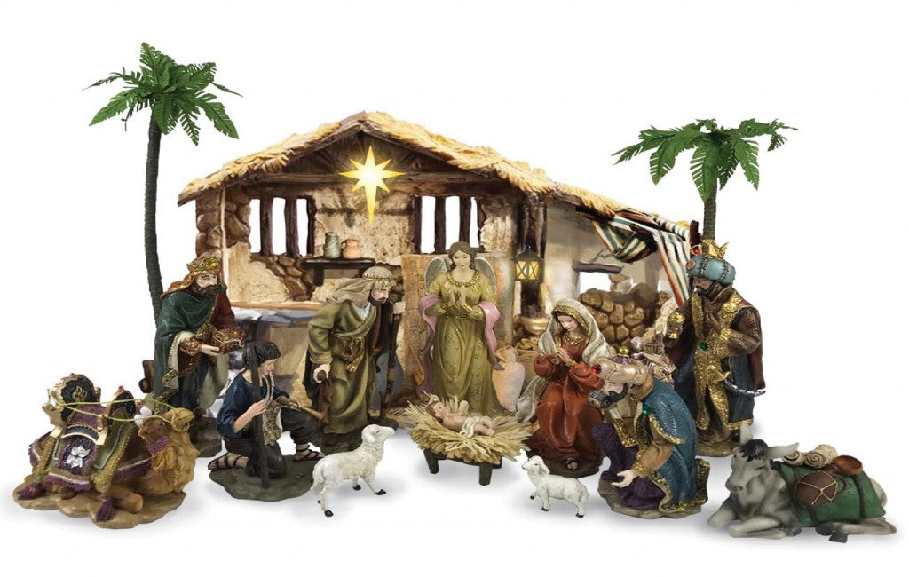 16 Piece Nativity With LED