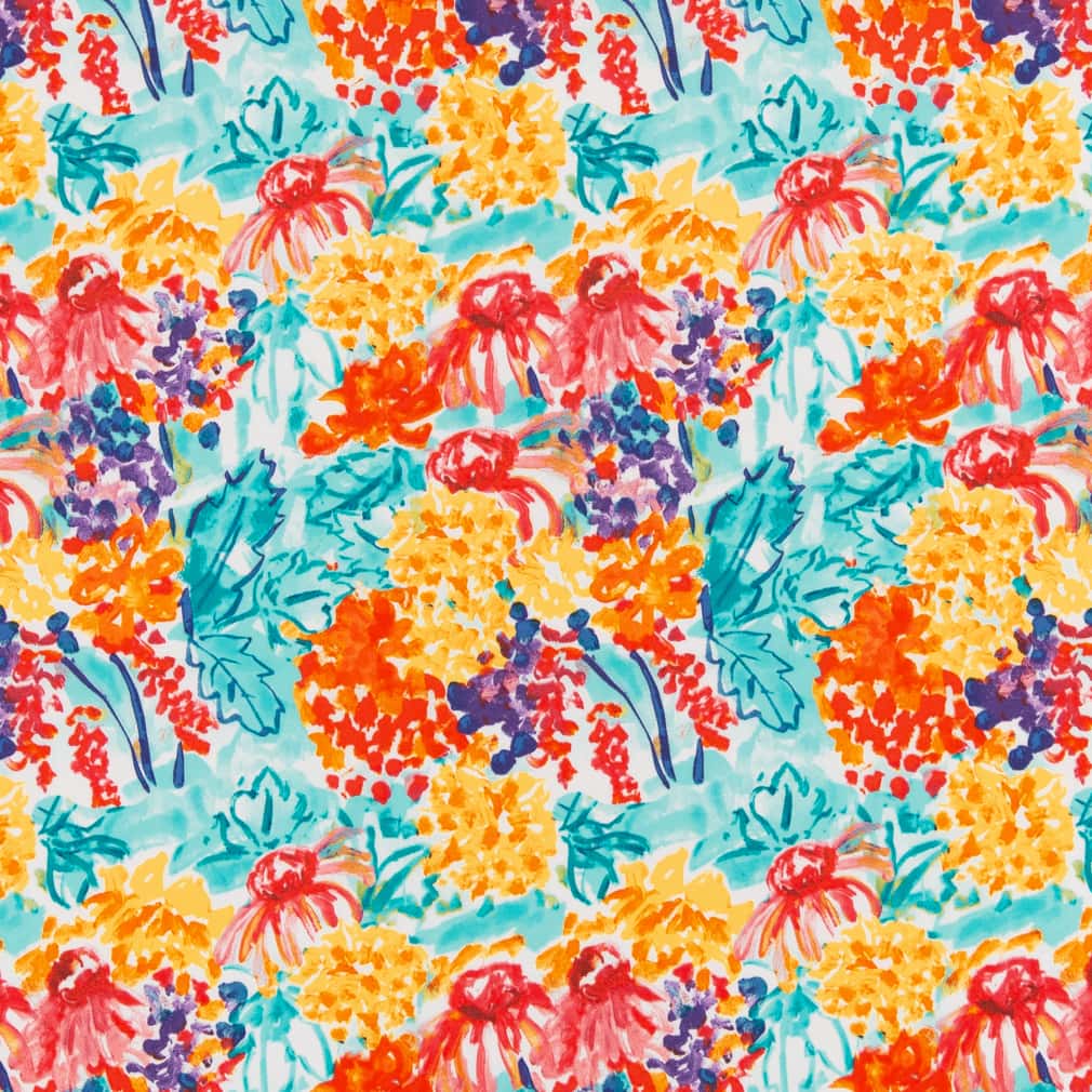 Summer - Aqua & Teal,Orange & Rust,Red & Burgundy Floral Upholstery Fabric 54 Inches"