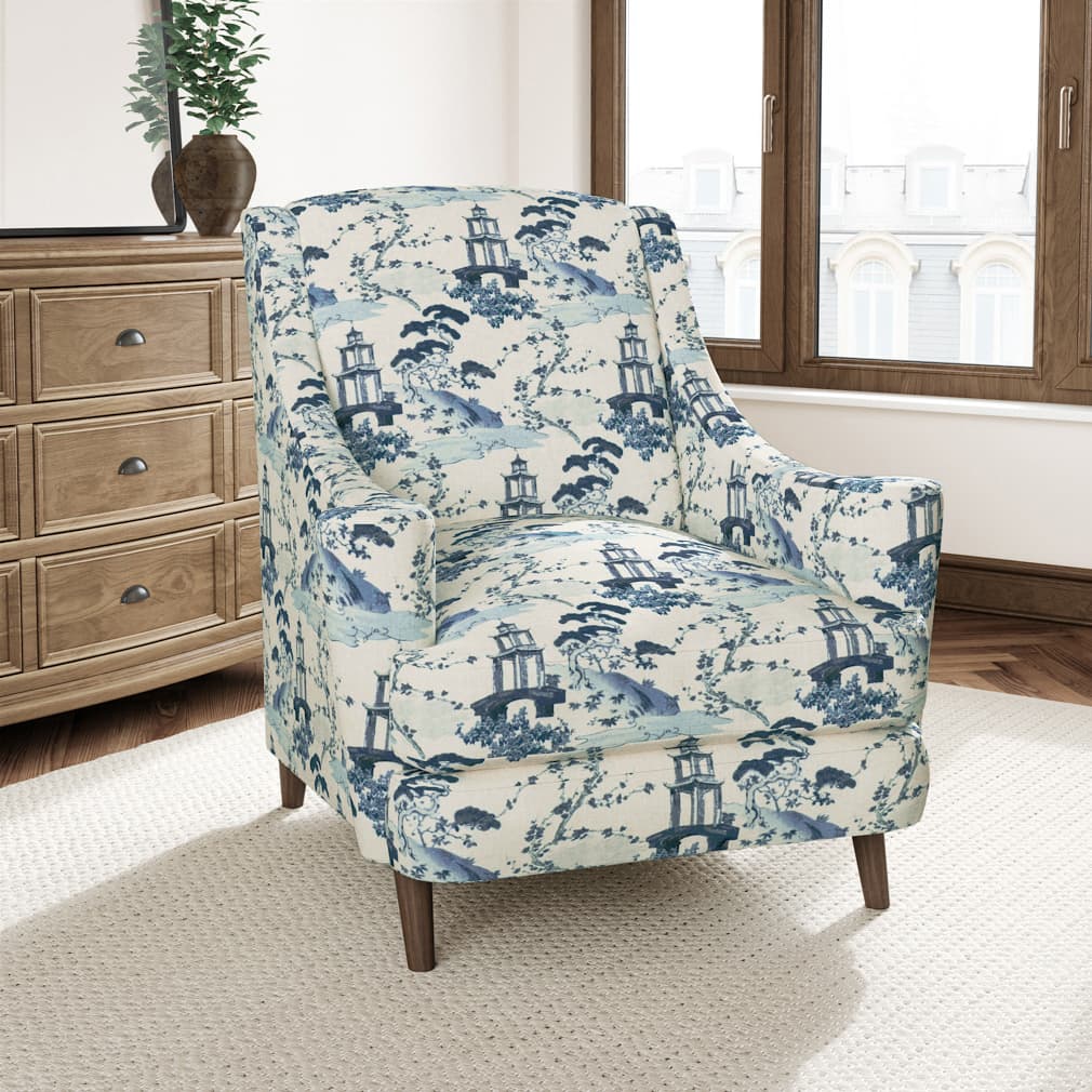 Sapphire - Blue Global,Novelty,Toile Upholstery Fabric 54 Inches&#x22;