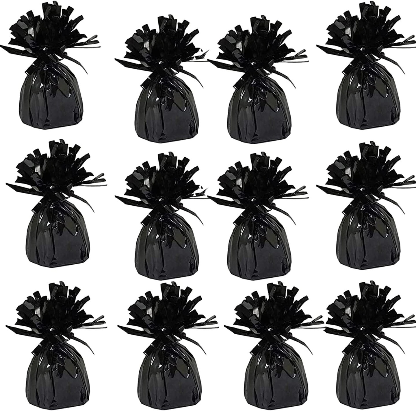 Metallic Balloon Weights, Birthday Party Favors, Novelty and Gag Gifts, 5.5&#x22; Inches, 12-Pack (Black)