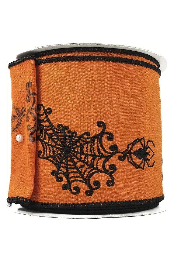 4&#x22; Spider Web Ribbon: Orange (10 Yards)