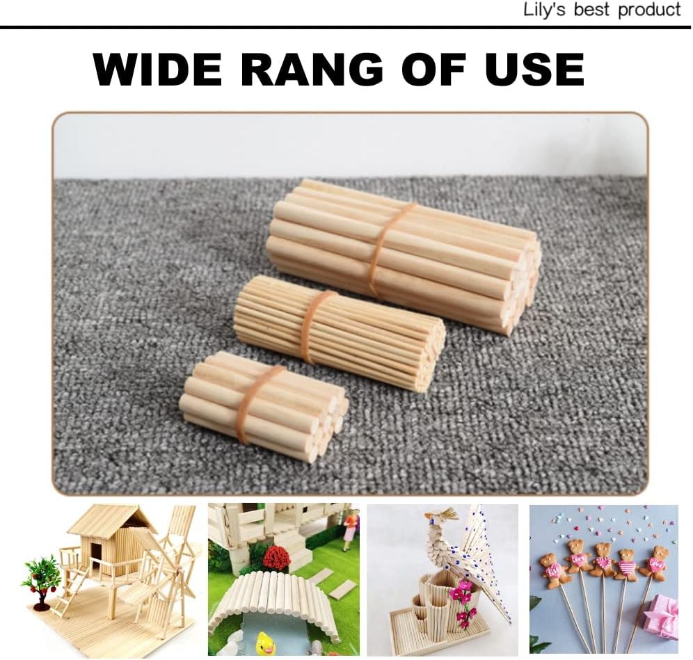 10 Wooden Dowel Rods – 3/8"x17.5" Bamboo & Hardwood Sticks for Crafts & DIY Projects