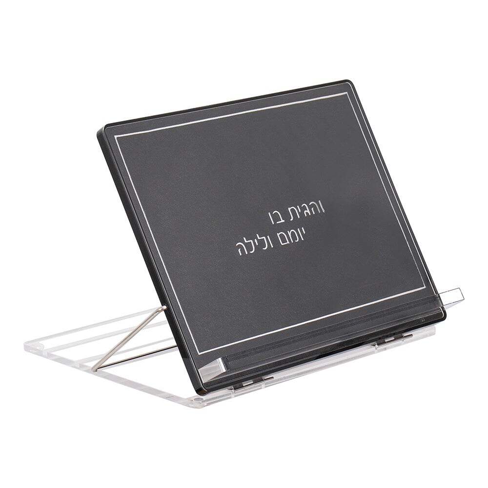 Lucite &#x26; Black Leatherette Tabletop Stand By Kinor Decor