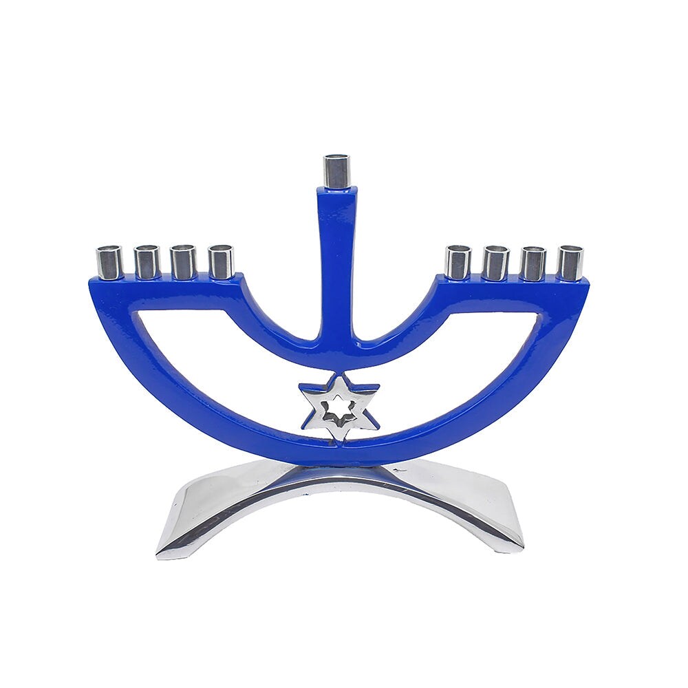 Metal Candle Menorah with Star of David By Kinor Decor