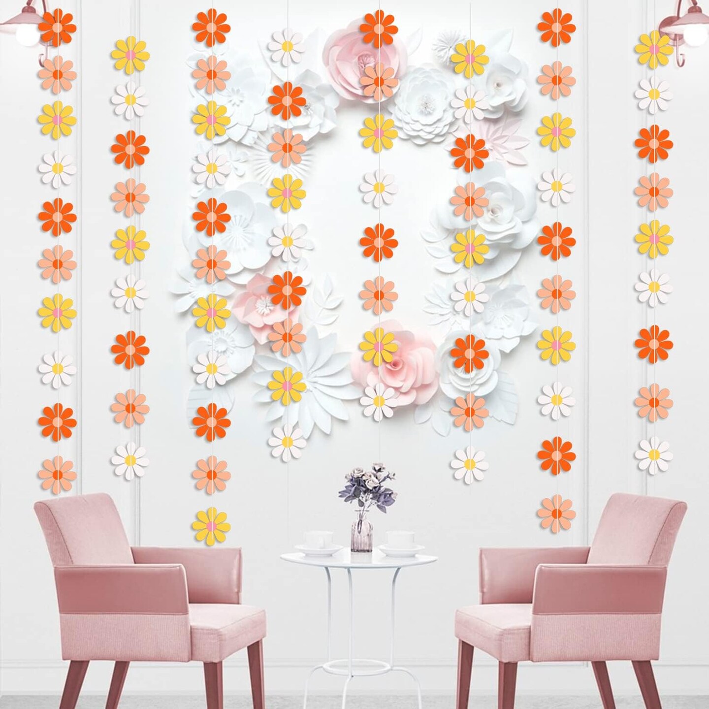 Daisy Groovy Boho Party Banner - Colorful Daisy Flower Banner for Hippie Party, Two Groovy Birthday, Baby Shower, Home &#x26; Classroom Decorations