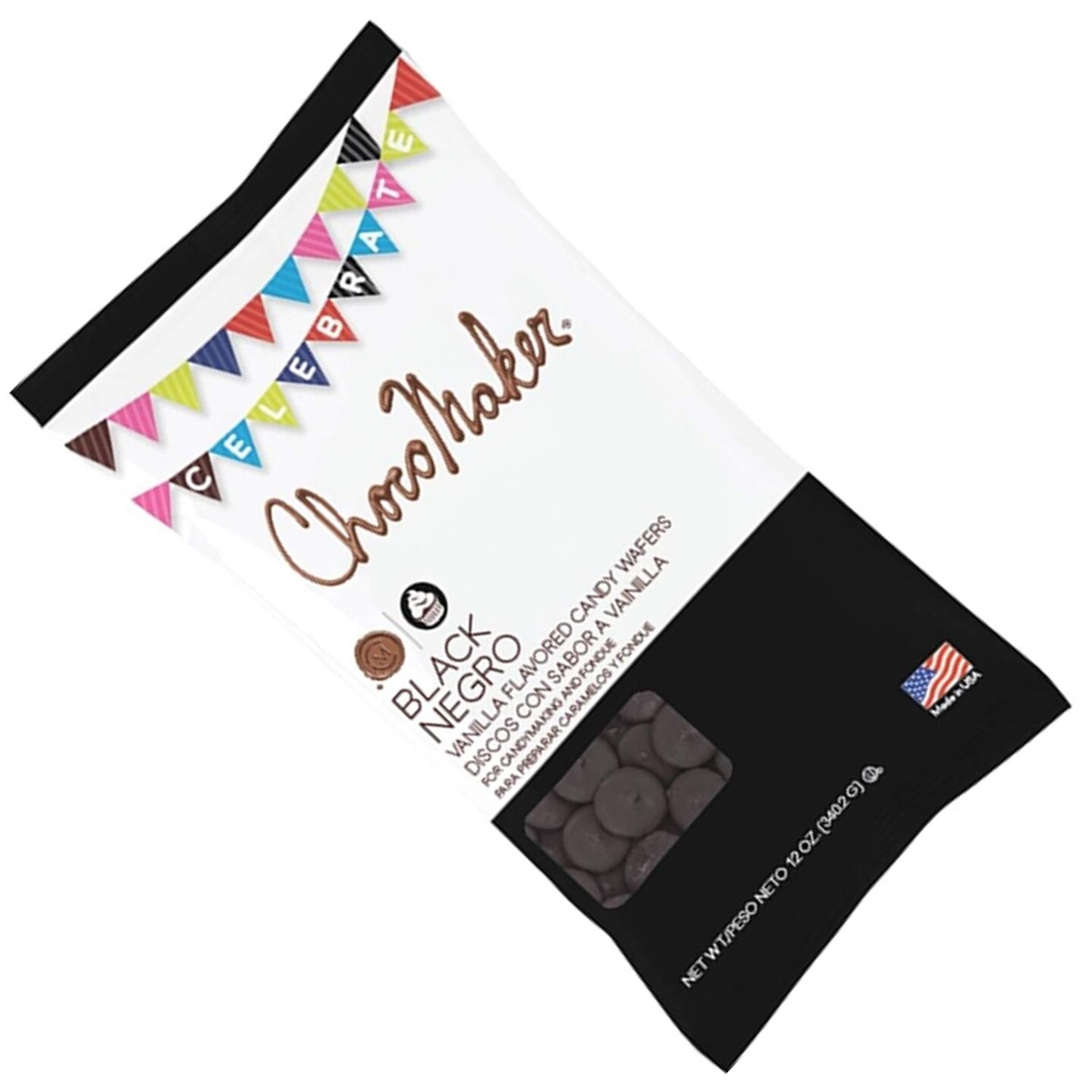 ChocoMaker Black Vanilla Flavored Candy Wafers 12 Ounces for Baking Decorating