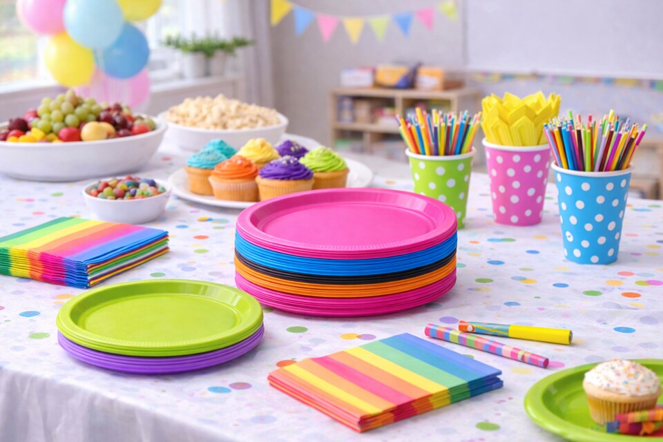 9” Pink Paper Plates | Disposable Party Plates for Crafts, Classrooms & Celebrations