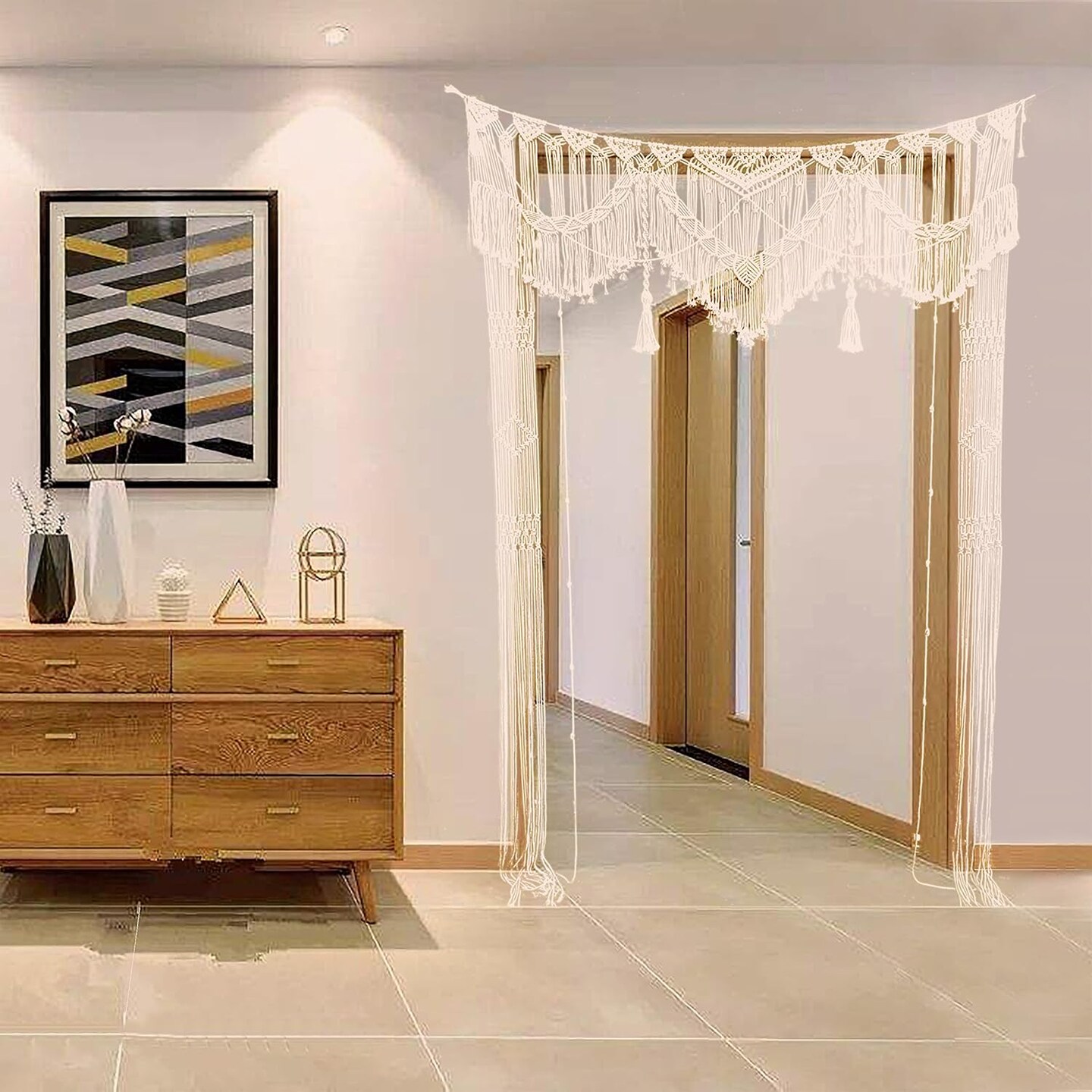 Large Macrame Wall Hanging Boho Wedding decor For Arbor/Arch Doorway Curtain Photo Backdrop Bohemian Home Geometric Art Decor Beautiful Room Decoration -55&#x22; W x 78&#x22; L