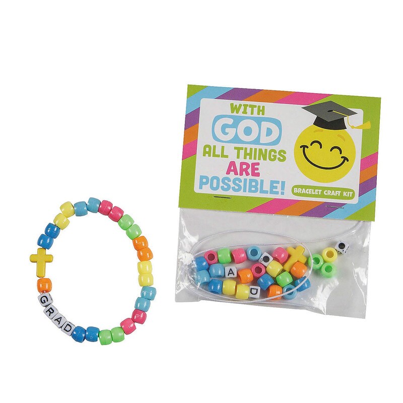 Religious Elementary Grad Bracelet Handout Craft Kit 7.25 Inch Makes 12