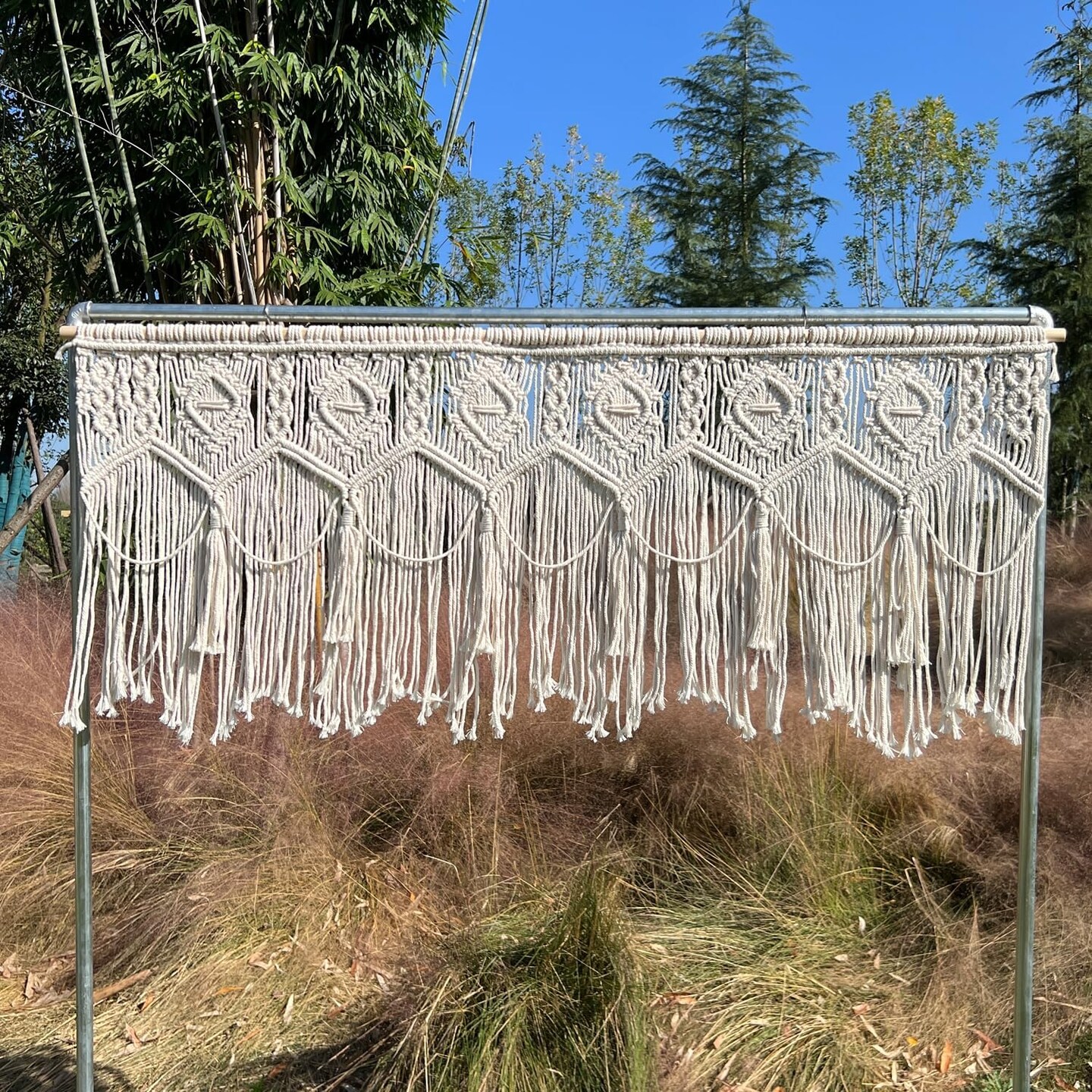 Macrame Wall Hanging Boho Woven Tapestry Valance Window Kitchen Macrame Curtain Door Divider Decoration Bedroom Home Macrame Curtains