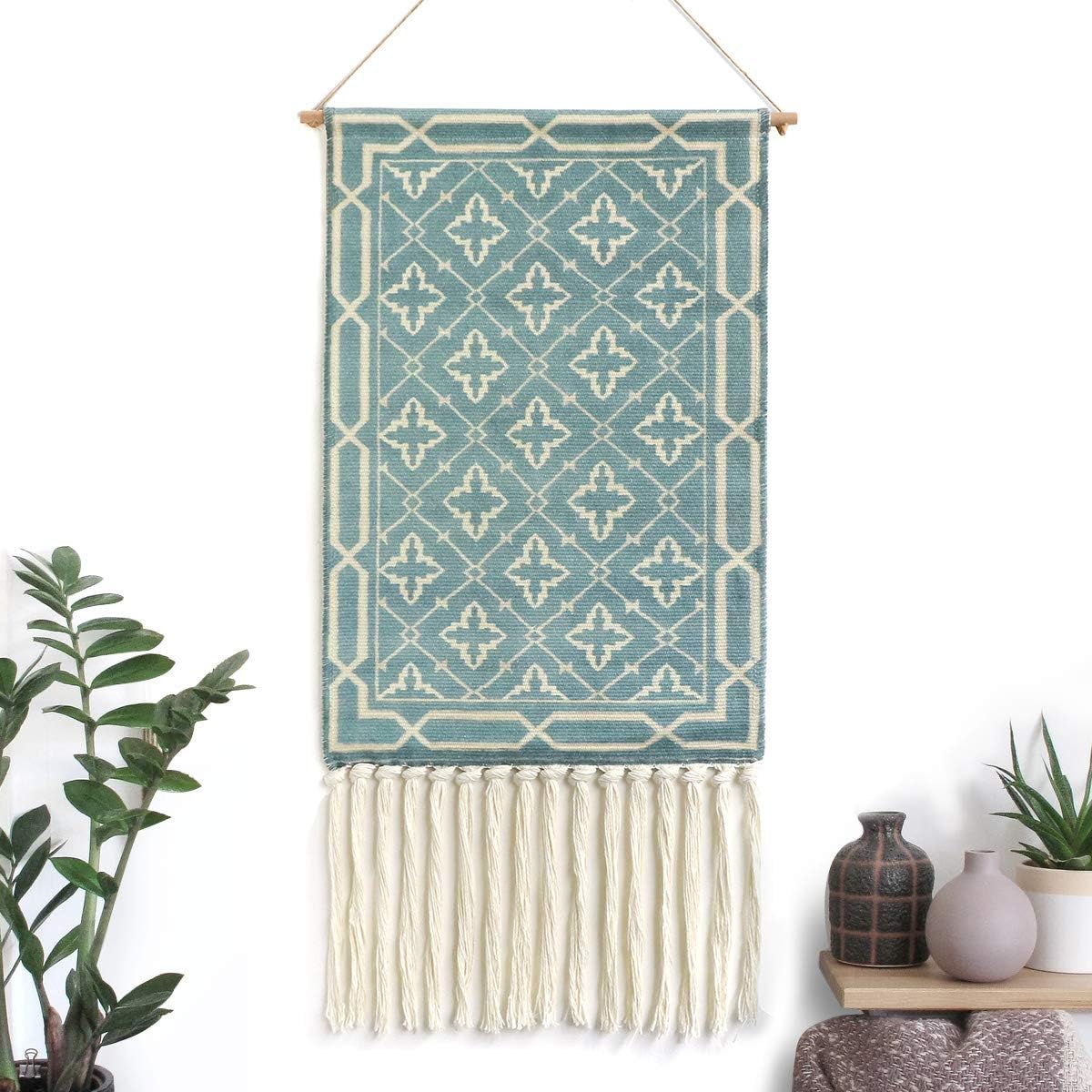 Macrame Woven Wall Hanging Tapestry- Boho Chic Bohemian Home Decor Geometric Art Decor Boho Backdrop - Beautiful Apartment Dorm Room Door Decoration