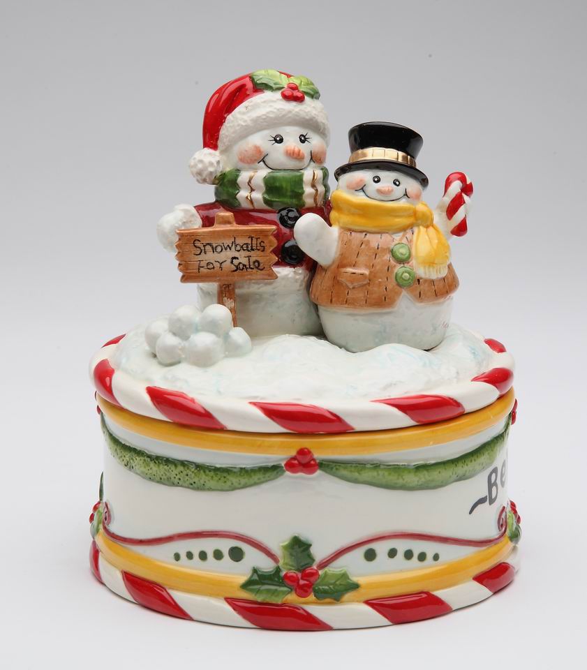 Ceramic Snowmen Selling Snowballs Candy Box, Home D&#xE9;cor, Gift for Her, Gift for Mom, Kitchen D&#xE9;cor, Christmas D&#xE9;cor