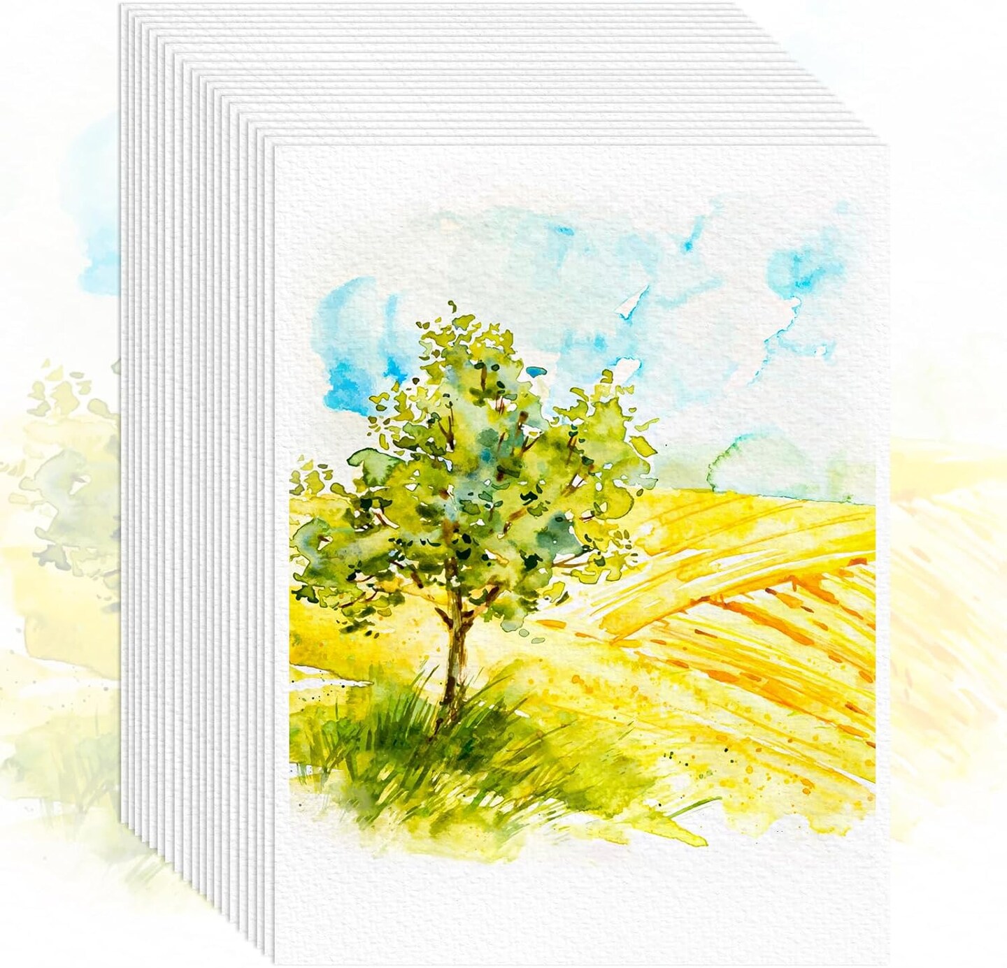 64 Sheets Watercolor Paper, 5&#x22;x7&#x22; Water Color Paper, 140lb/300gsm Artist Sketch Easel Acrylic Painting Loose Drawing Paper Bulk, Art Supplies for Kids Child Adults, Watercolors, Watercolor Paint Set