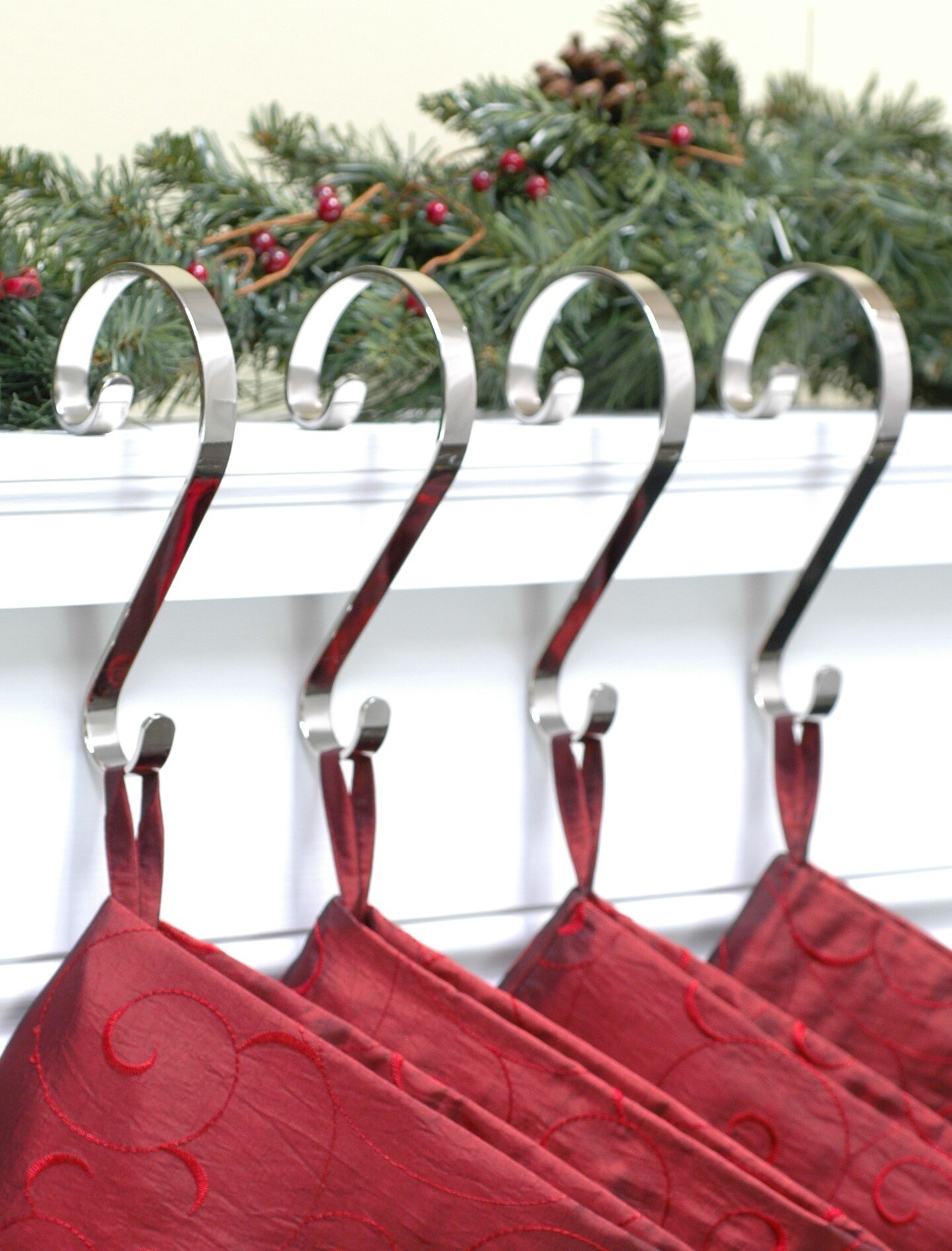 Haute Decor Stocking Scrolls 4-Pack Stocking Hanger Set