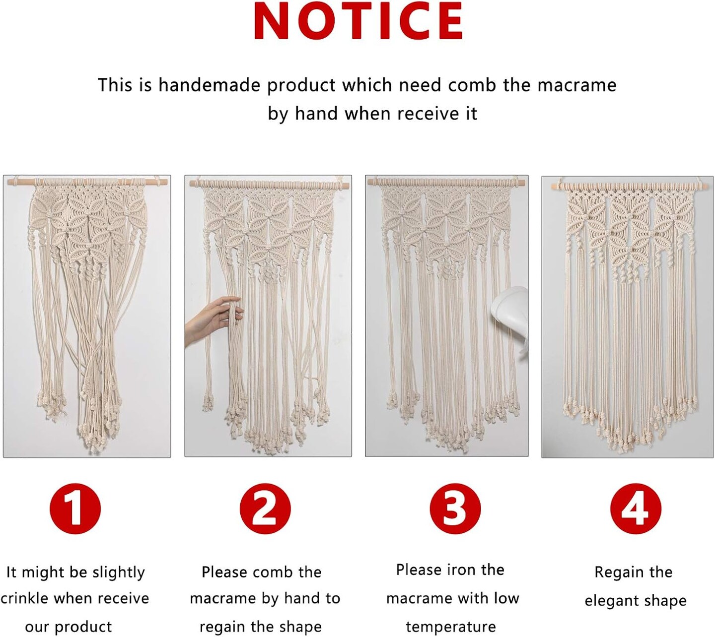 Macrame Wall Hanging Boho Hand Woven Macrame Tapestry Chic Bohemian Apartment Dorm Room Decoration