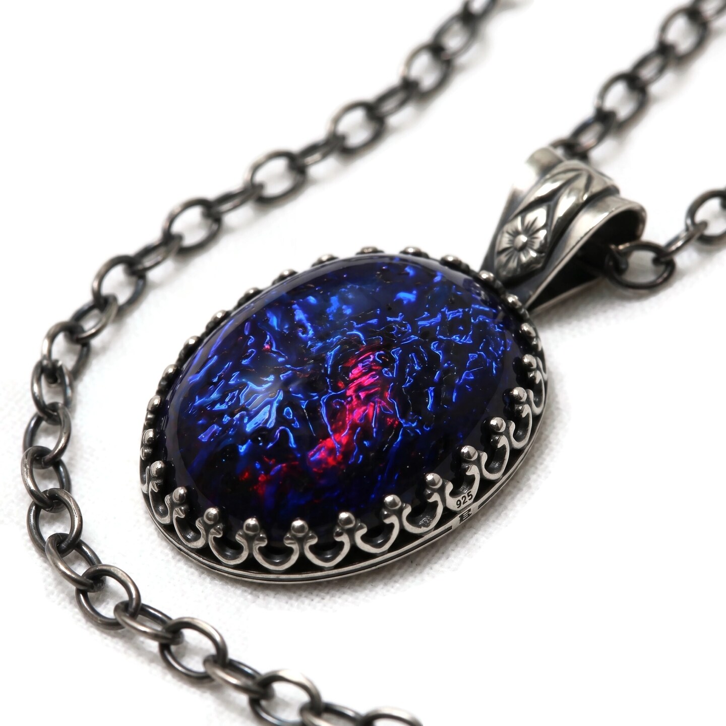 Dragon's Breath Czech Glass 9255 Sterling Silver Necklace