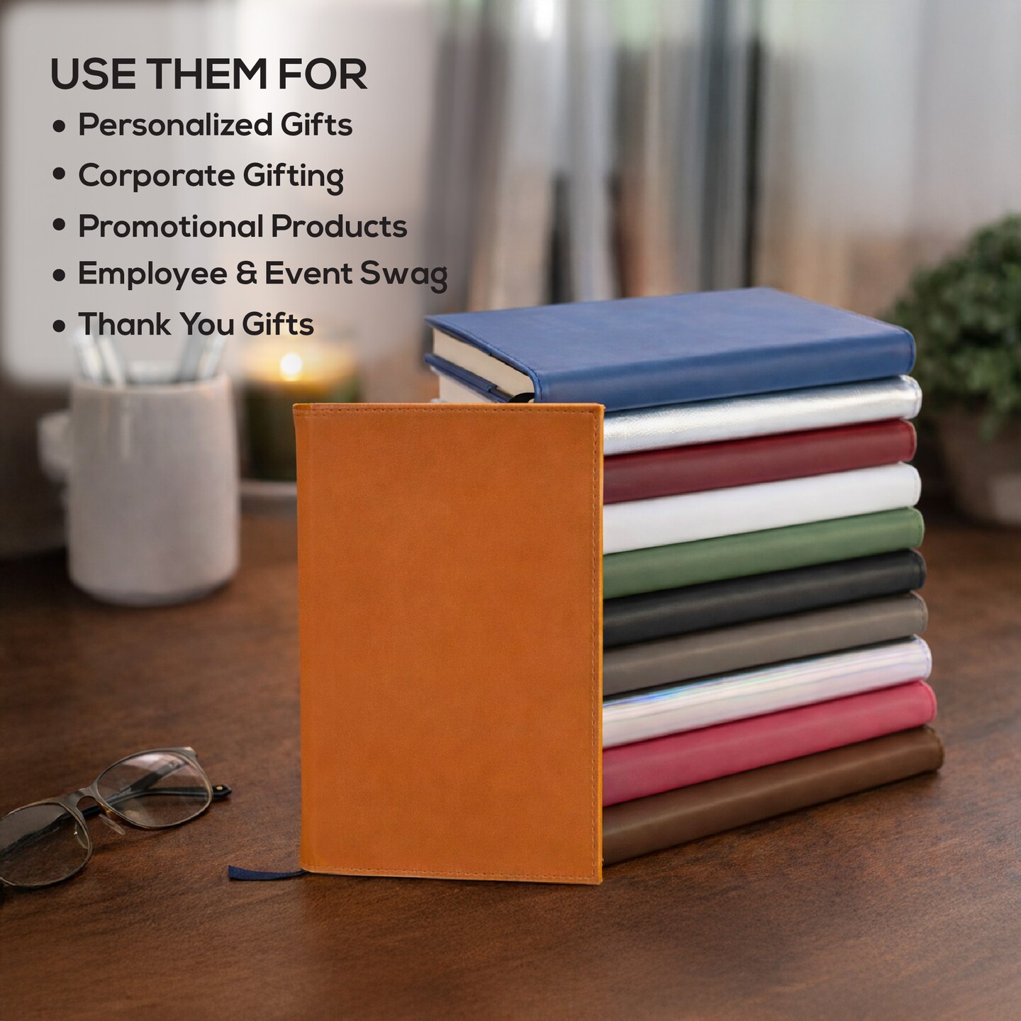 MakerFlo Laserette™ Journal Notebook – Pack of 12 Engravable and Refillable Vegan Leather Journal with Lined Pages and Gift Box, Wholesale & Bulk