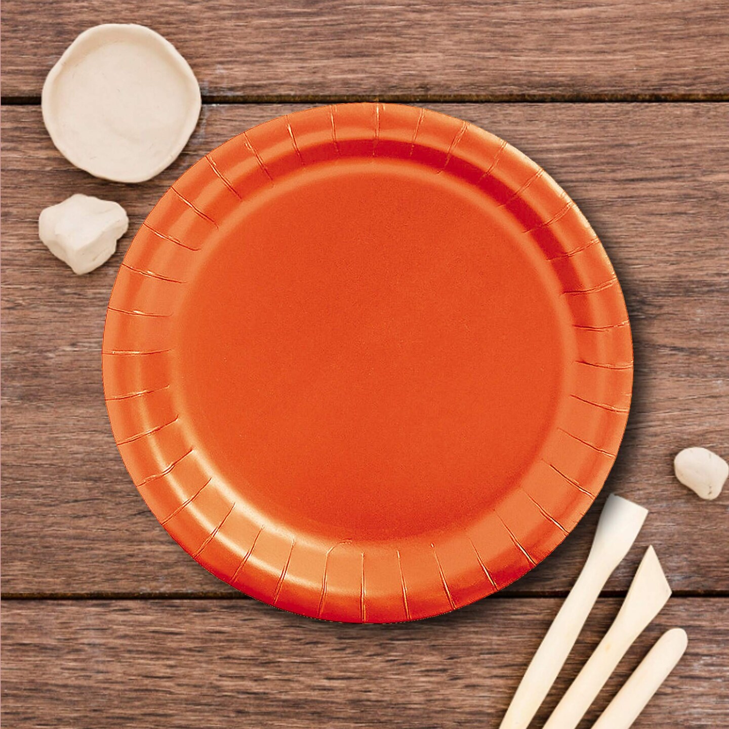 24 Count Orange Round Paper Dessert Plates 7 Inch for Fall Party Snacks