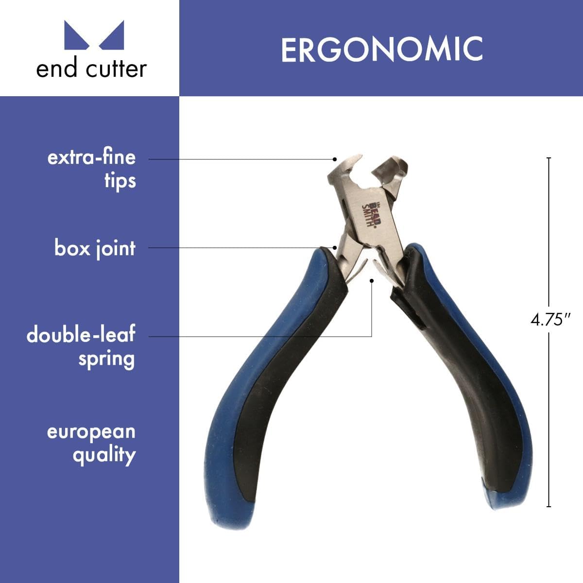 The Beadsmith Ergonomic Pliers, Chain Nose, Round Nose, Flat Nose, Bent Chain Nose & Semi-Flush Side Cutter – Extra-Fine Tips, Comfortable Ergonomic Grip & Double-Leaf Springs